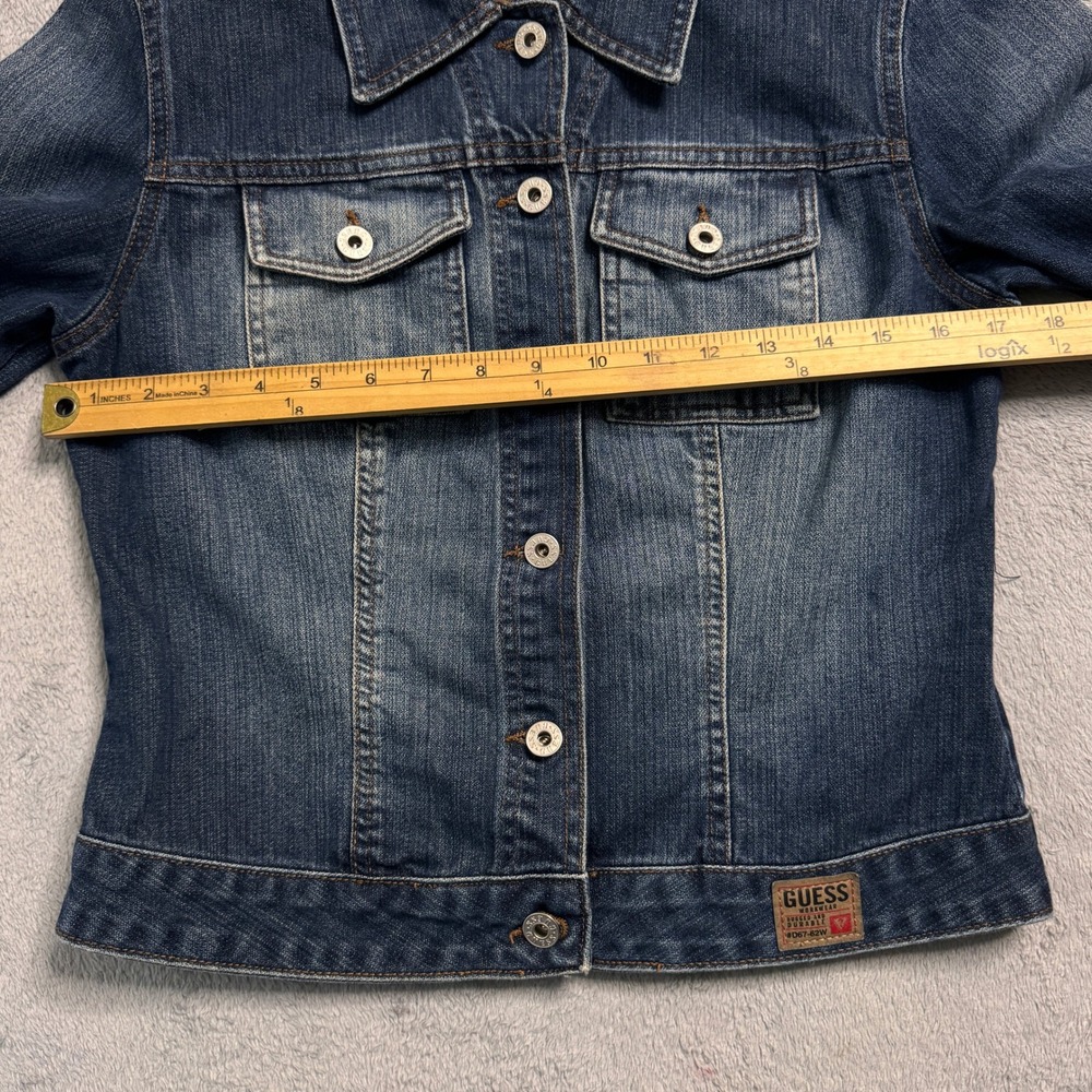 Vintage 90s Guess Denim Jacket Authentic Original Jeans Classic Trucker Size M - Picture 9 of 12